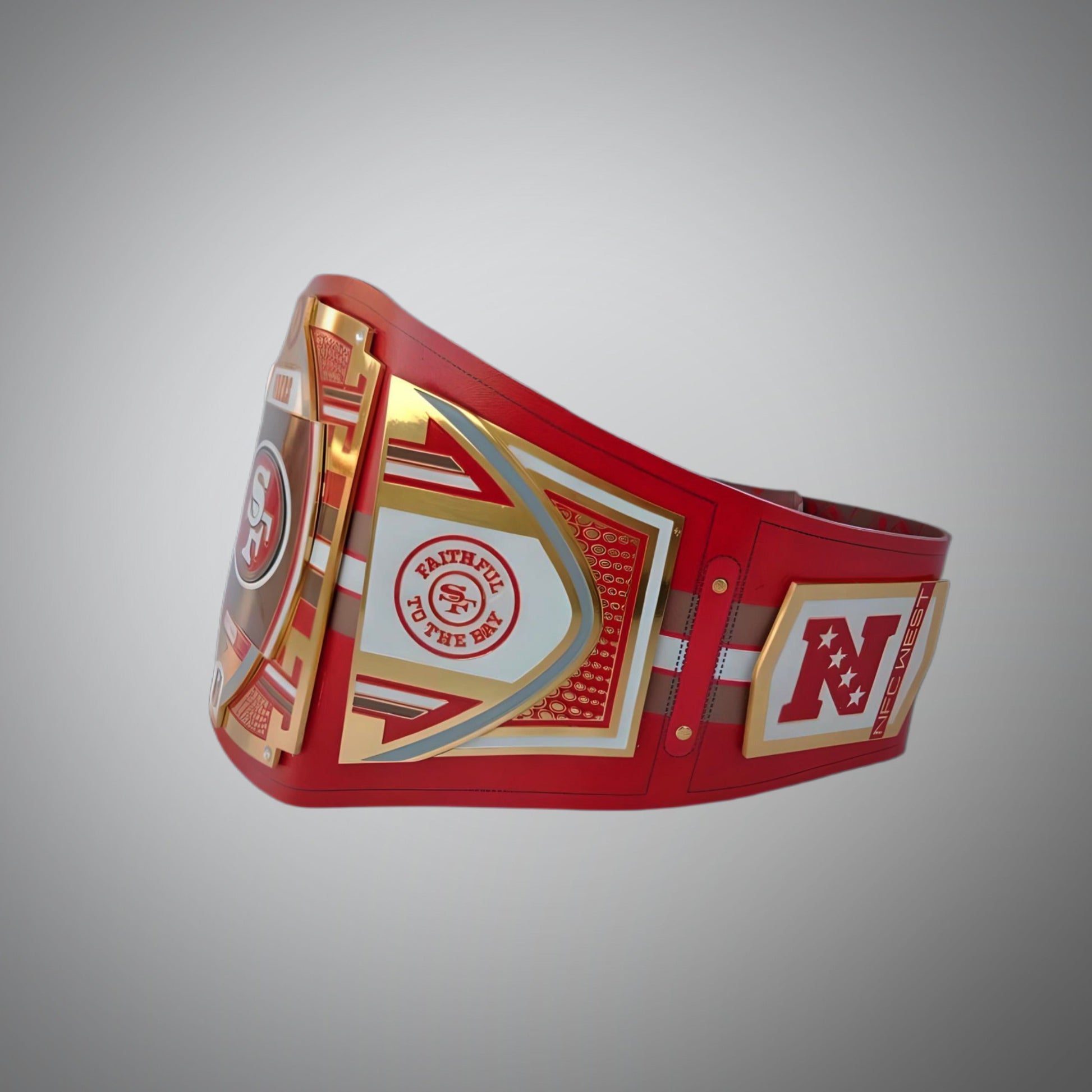Ultimate fan gear – San Francisco 49ers championship belt from NFL and WWE.
