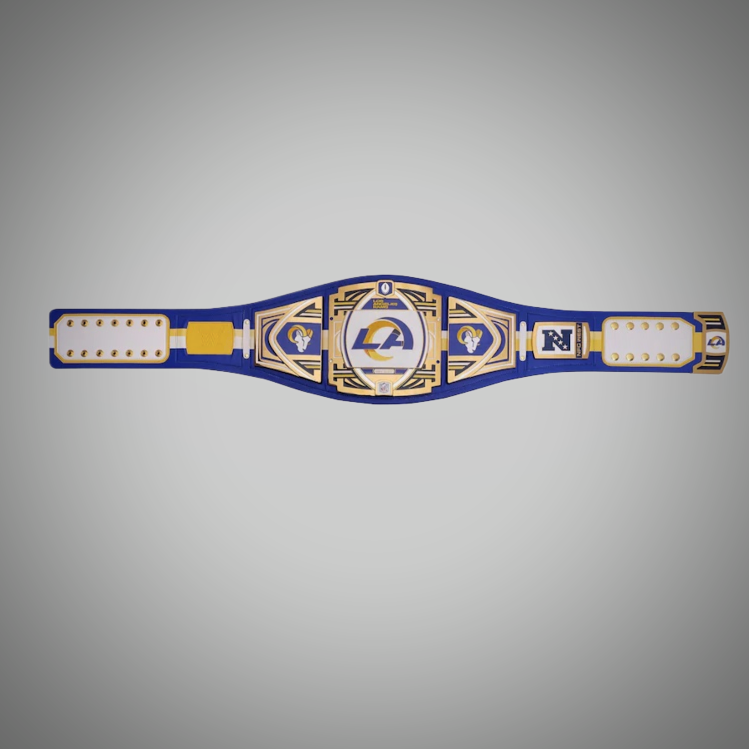 Los Angeles Rams WWE-style legacy belt showcasing limited edition branding.