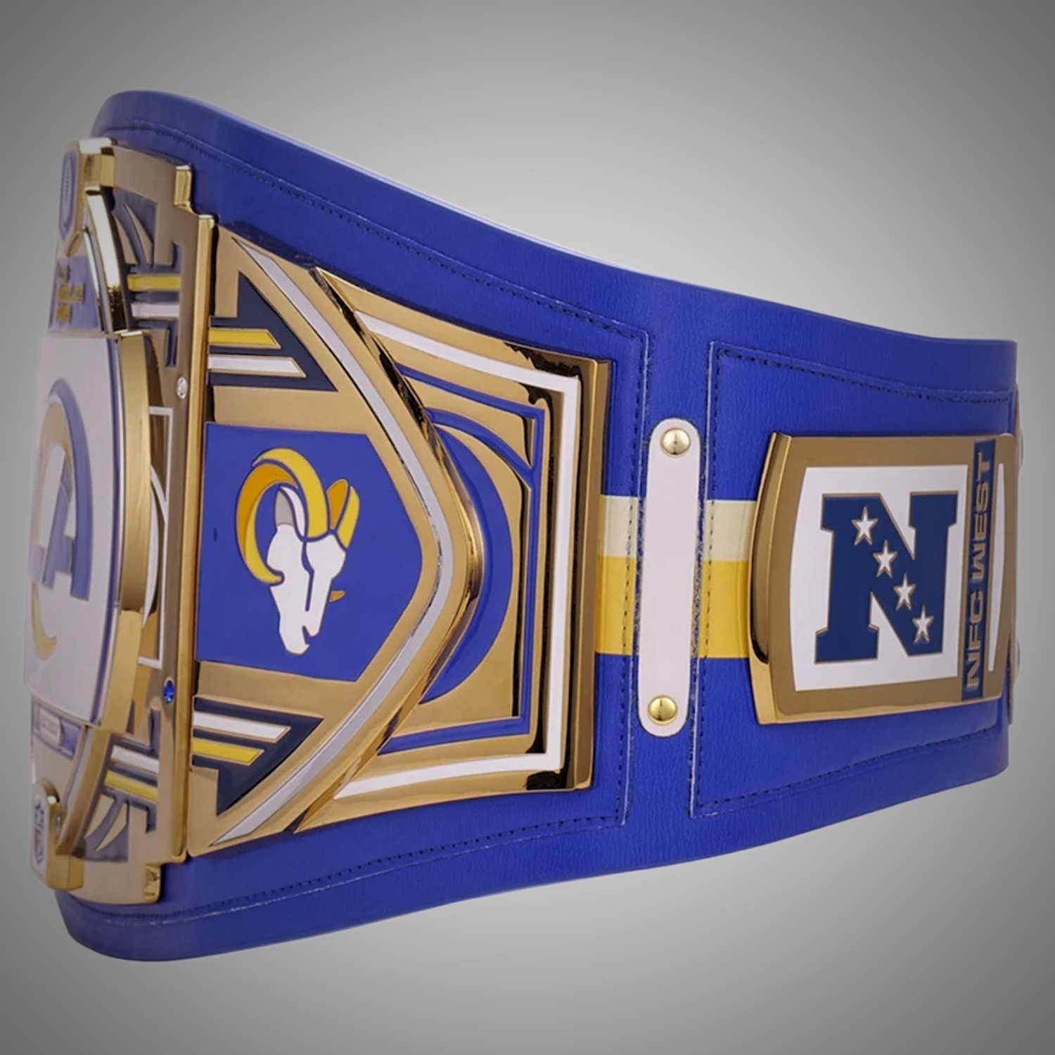 Exclusive Los Angeles Rams championship belt combining WWE and NFL elements.