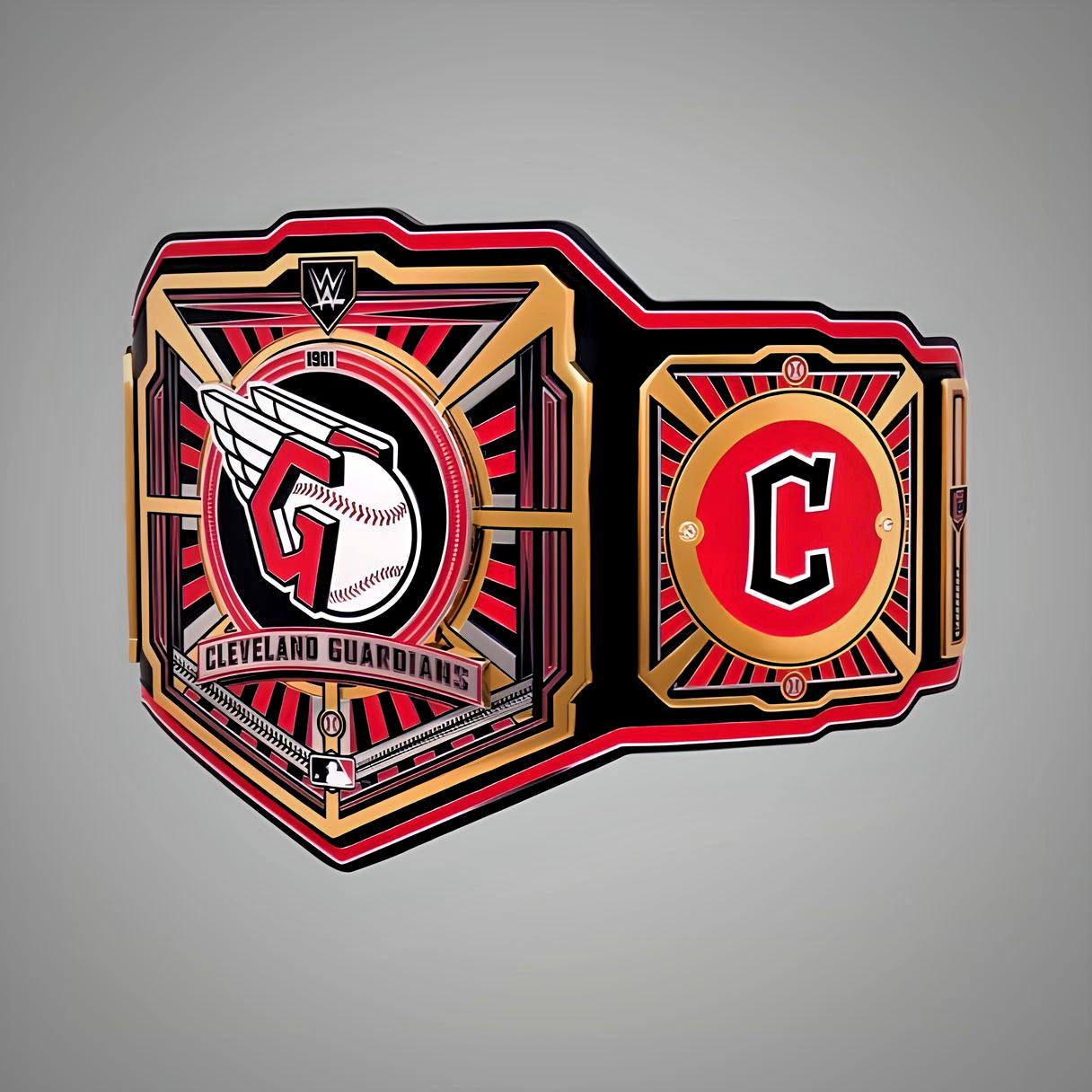Cleveland Guardians themed WWE MLB Championship Belt with team colors