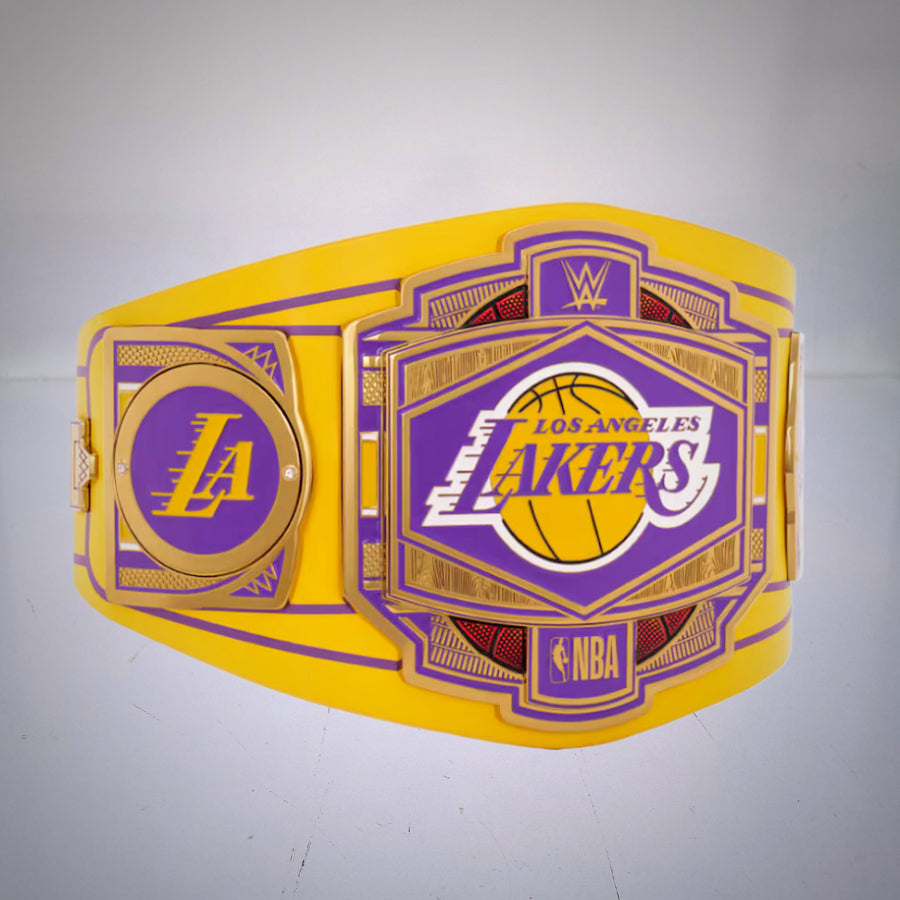 WWE Los Angeles Lakers NBA Legacy Championship Belt showcasing basketball and wrestling pride.